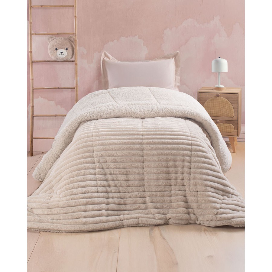 Κουβερτοπάπλωμα Μονό (160x220) Μονόχρωμο Ζακάρ 730γρ|τμ Rythmos Butter εκρού