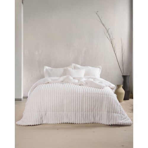 Κουβερτοπάπλωμα Υπέρδιπλο (220x240) Μονόχρωμο Ζακάρ 730γρ|τμ Rythmos Butter λευκό