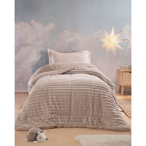 Κουβερτοπάπλωμα Μονό (160x220) Μονόχρωμο Ζακάρ 730γρ|τμ Rythmos Butter μπεζ