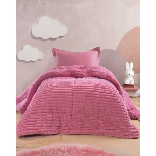 Κουβερτοπάπλωμα Μονό (160x220) Μονόχρωμο Ζακάρ 730γρ|τμ Rythmos Butter ροζ