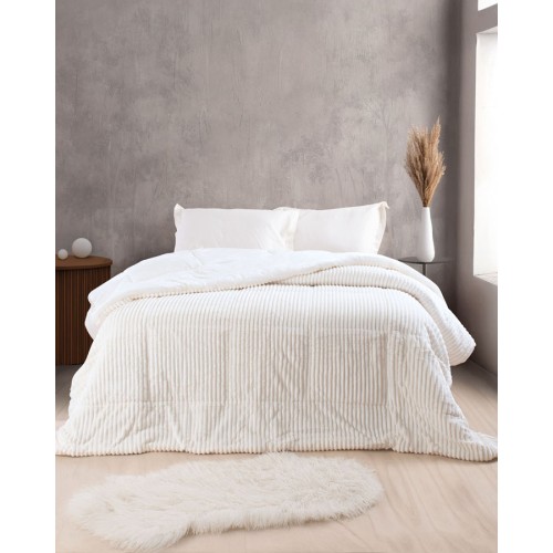 Κουβερτοπάπλωμα Υπέρδιπλο (220x240) Μονόχρωμο Ζακάρ 720γρ|τμ Rythmos Etoile λευκό