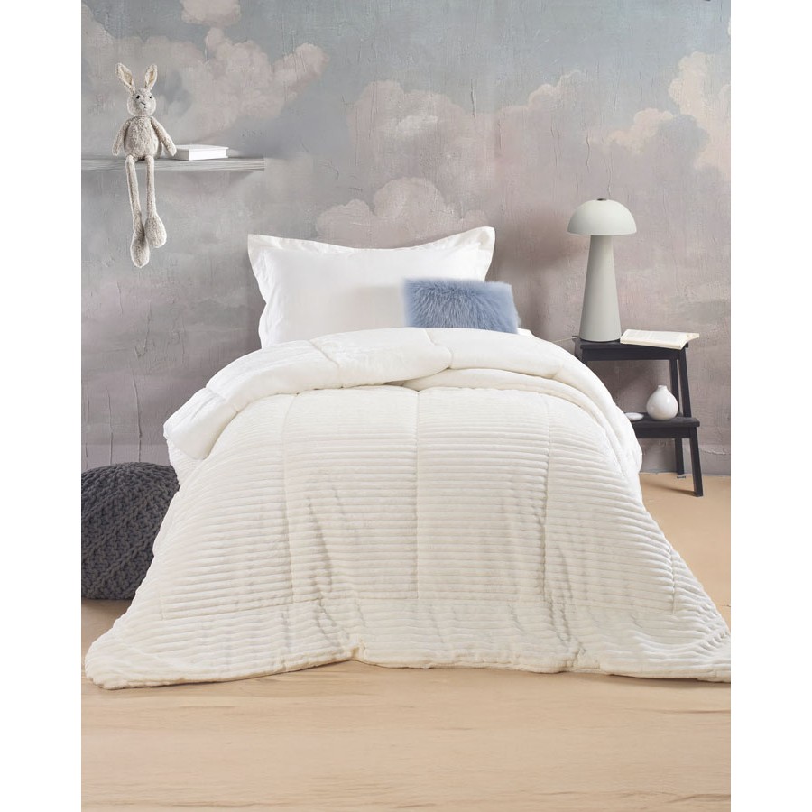 Κουβερτοπάπλωμα Μονό (160x220) Μονόχρωμο Ζακάρ 720γρ|τμ Rythmos Etoile λευκό