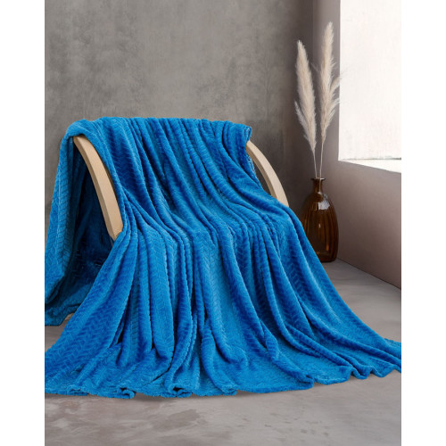 Κουβέρτα Flannel Fleece Υπέρδιπλη (220x240) Ζακάρ 260 γραμ/τμ Rythmos Harmonie μπλε