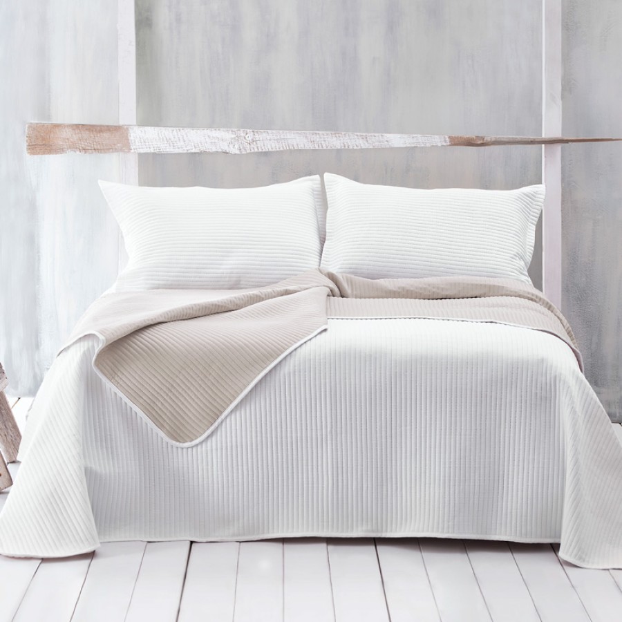 Σετ Κουβερλί Μονό (160x240) με Μαξιλαροθήκη, Μικροσατέν Διπλής Όψης Rythmos Jazz 1 Εκρού-Μπεζ