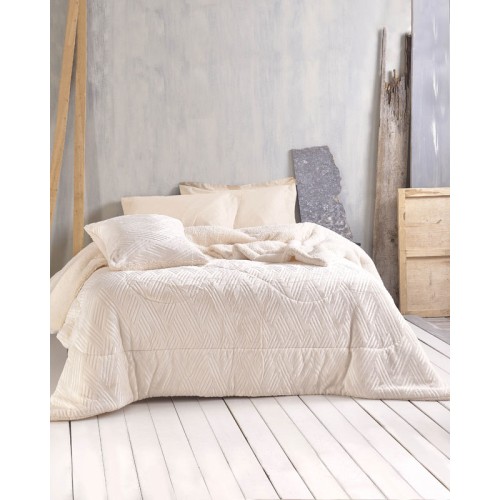 Κουβερτοπάπλωμα Μονό (160x220) Μονόχρωμο 710 γραμ/τμ Rythmos Lotus εκρού