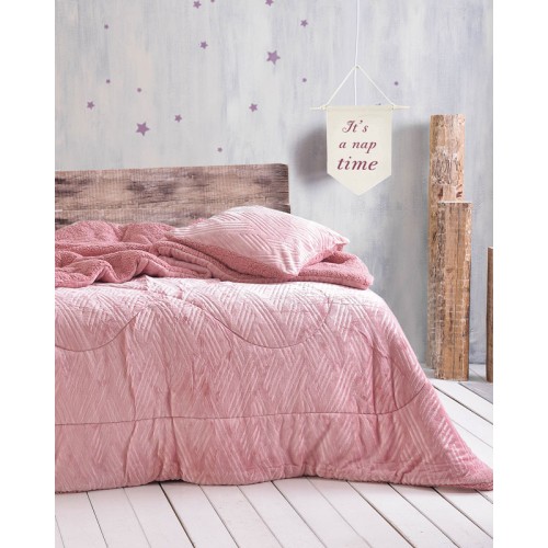 Κουβερτοπάπλωμα Υπέρδιπλο (220x240) Μονόχρωμο 710 γραμ/τμ Rythmos Lotus ροζ