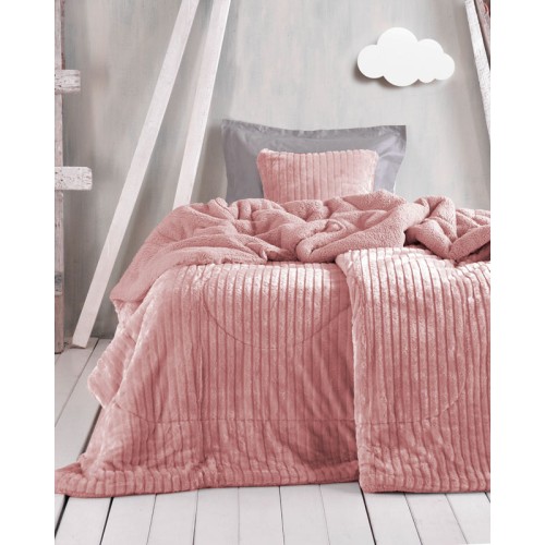 Κουβερτοπάπλωμα Υπέρδιπλο (220x240) Μονόχρωμο 650 γραμ/τμ Rythmos Shabby ροζ