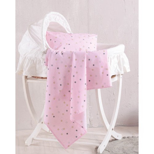 Σεντόνι Μπεμπέ (80x110) Λίκνου, Καλαθούνας Βαμβακερό Rythmos Blaze Ροζ