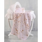 Σεντόνι Μπεμπέ (80x110) Λίκνου, Καλαθούνας Βαμβακερό Rythmos Moonlight Ροζ