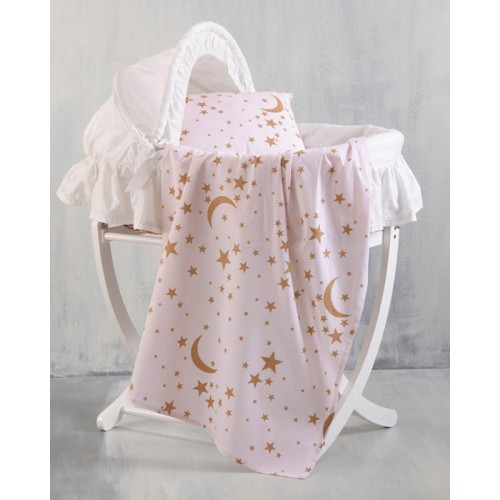Σεντόνι Μπεμπέ (80x110) Λίκνου, Καλαθούνας Βαμβακερό Rythmos Moonlight Ροζ