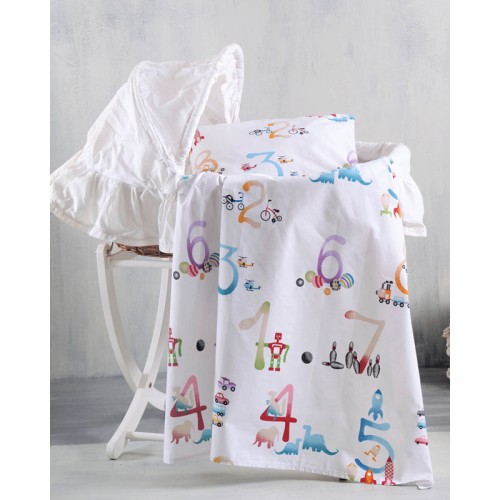 Σεντόνι Μπεμπέ (80x110) Λίκνου, Καλαθούνας Βαμβακερό Rythmos Numbers