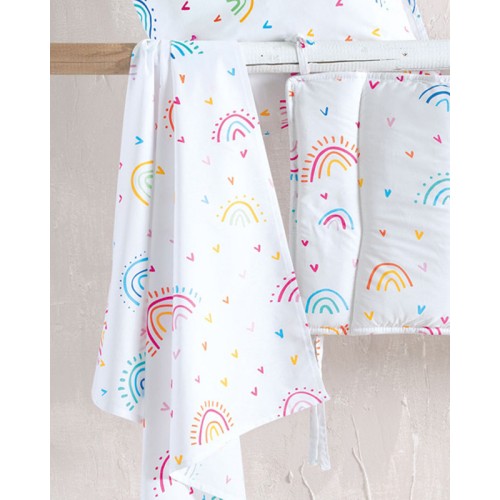 Σεντόνι Μπεμπέ (80x110) Λίκνου, Καλαθούνας Βαμβακερό Rythmos Rainbow