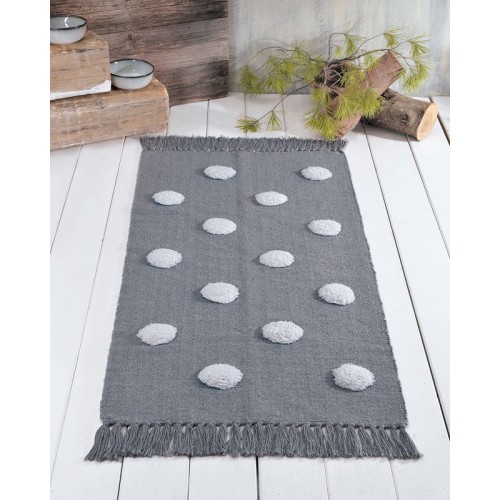 Χαλάκι (120x160) Βαμβακερό Αναγλυφό Πουα Rythmos Olson Γκρι