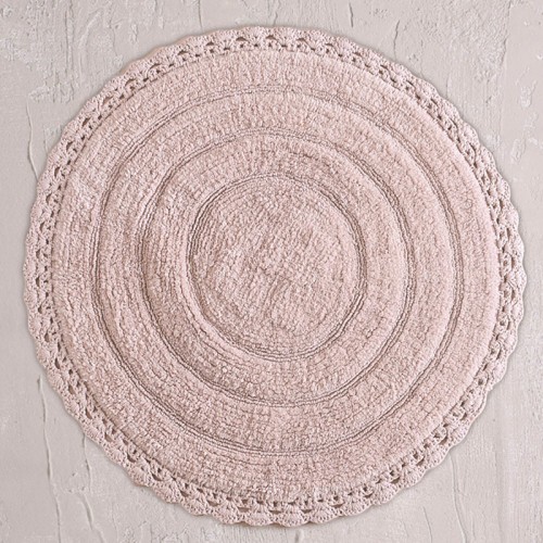 Ταπέτο-Πατάκι Μπάνιου Στρογγυλό (70εκ) Rythmos Opal Πούδρα