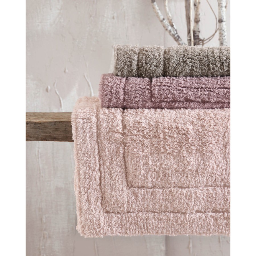 Ταπέτο - Πατάκι Μπάνιου (60x90) Βαμβακερό Rythmos Senna Γκρι - Καφέ