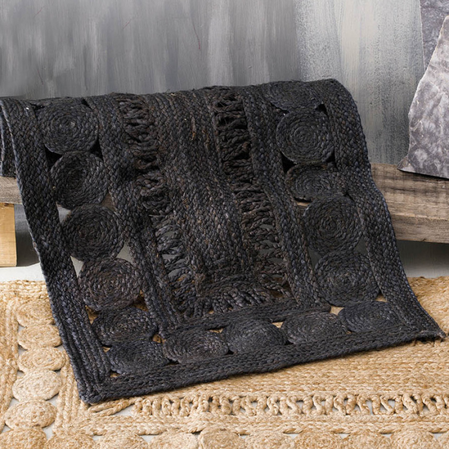 Χαλάκι (120x180) Φυσική Γιούτα Rythmos Tahoe Μαύρο