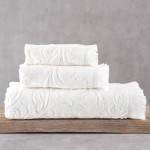 Πετσέτα Χειρός (30x50) Ζακάρ Βελουτέ Rythmos Sienna Εκρού