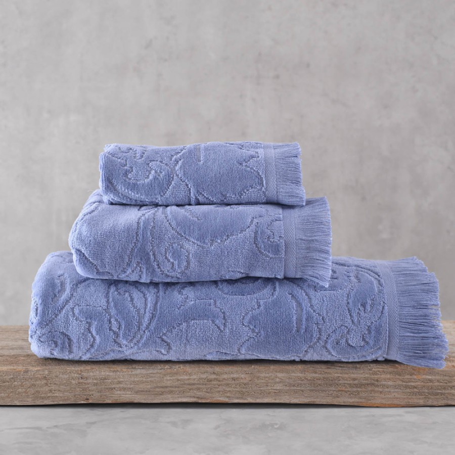 Πετσέτα Χειρός (30x50) Ζακάρ Βελουτέ Rythmos Sienna Μπλε