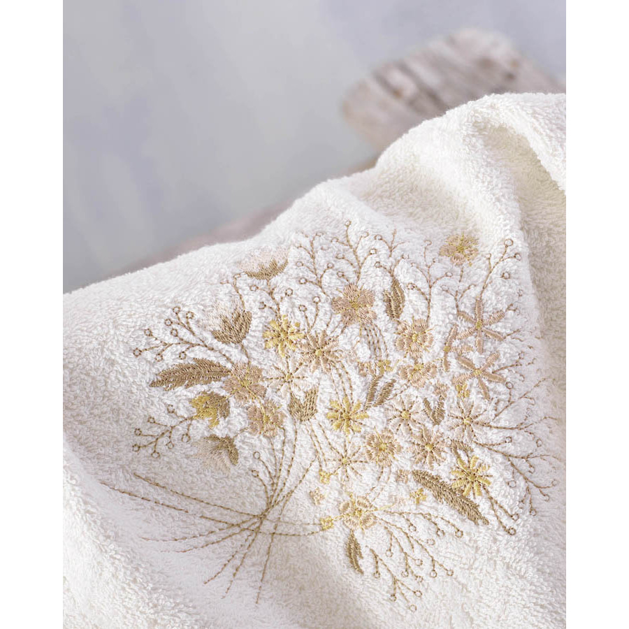 Σετ Πετσέτες 3 τεμαχίων (Χειρός | Προσώπου | Λουτρού) Βαμβακερές Rythmos Amantine Εκρού