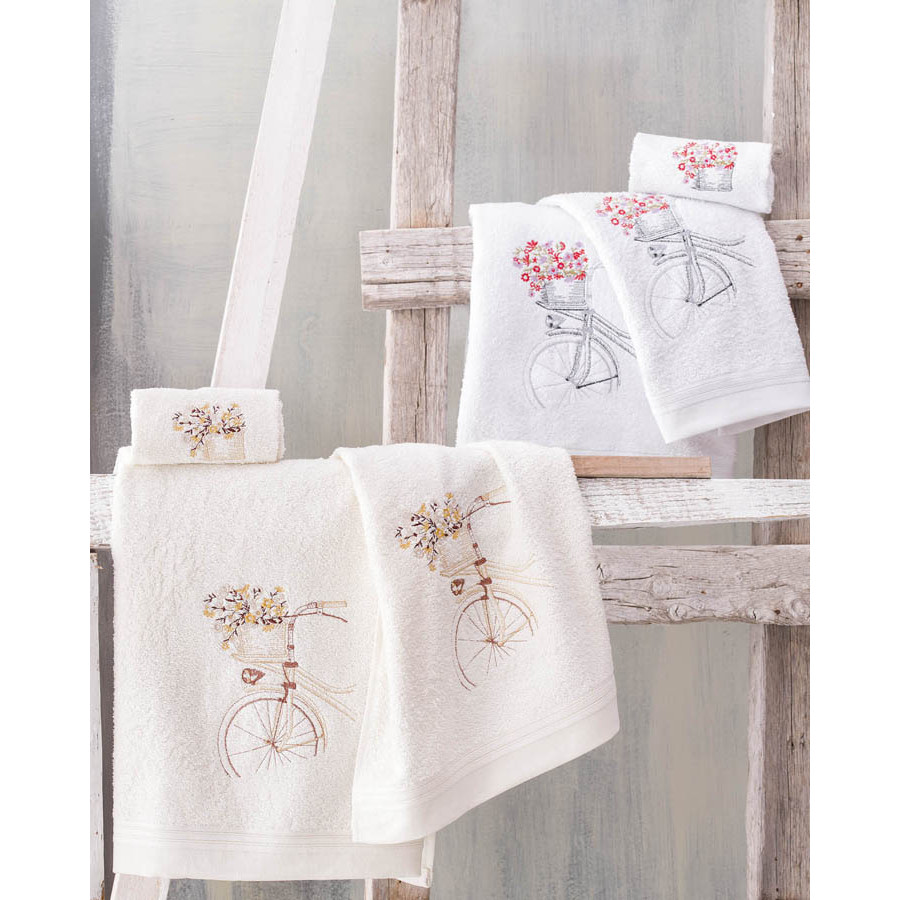 Σετ Πετσέτες 3 τεμαχίων (Χειρός | Προσώπου | Λουτρού) Βαμβακερές Rythmos Ava Λευκό