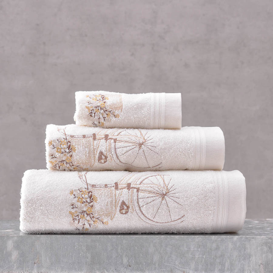 Σετ Πετσέτες 3 τεμαχίων (Χειρός | Προσώπου | Λουτρού) Βαμβακερές Rythmos Ava Εκρού