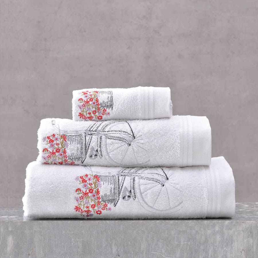 Σετ Πετσέτες 3 τεμαχίων (Χειρός | Προσώπου | Λουτρού) Βαμβακερές Rythmos Ava Λευκό