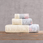 Σετ Πετσέτες 3 Τεμαχίων (Χεριών|Προσώπου|Λουτρού) Βαμβάκι 500γρ/τμ Rythmos Candince Εκρού-Ροζ