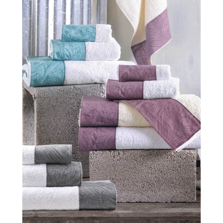 Σετ Πετσέτες 3 τεμαχίων (Χειρός | Προσώπου | Λουτρού) με υφασμάτινη φάσα Rythmos Charisma Γκρι