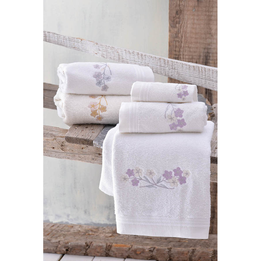 Σετ Πετσέτες 3 τεμαχίων (Χειρός | Προσώπου | Λουτρού) Βαμβακερές Rythmos Jolie Εκρού