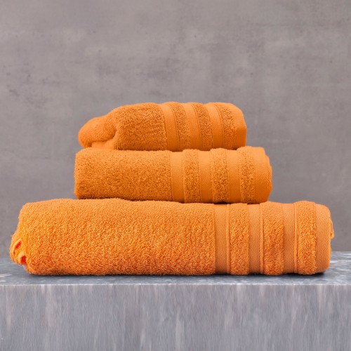 Σετ Πετσέτες 3 τεμ (Χειρός | Προσώπου | Λουτρού) Πενιέ Rythmos Lagoon Πορτοκαλί