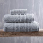 Πετσέτα Προσώπου (50x90) Πενιέ Rythmos Laura Ανοιχτό Γκρι