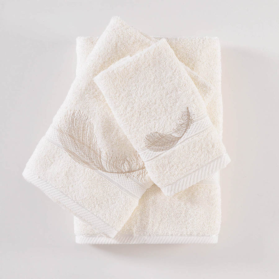 Σετ Πετσέτες 3 τεμαχίων (Χειρός | Προσώπου | Λουτρού) Βαμβακερές Rythmos Rythm Εκρού
