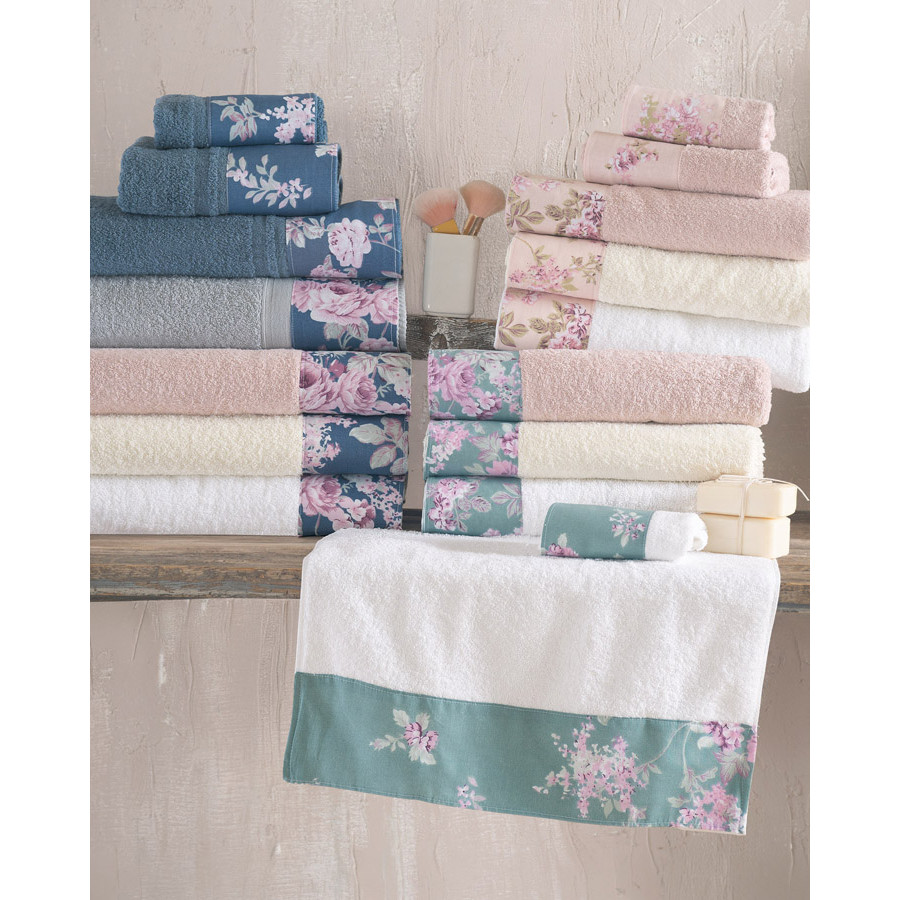 Σετ Πετσέτες 3 Τεμαχίων (Χεριών|Προσώπου|Λουτρού) 500γρ Rythmos Nova Springtime Πούδρα-Σκούρο Μπλε