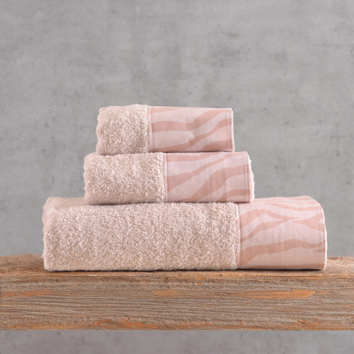 Σετ Πετσέτες 3 Τεμαχίων (Χεριών|Προσώπου|Λουτρού) Βαμβάκι 500γρ/τμ Κουτί Rythmos Trisha Πούδρα-Ροζ