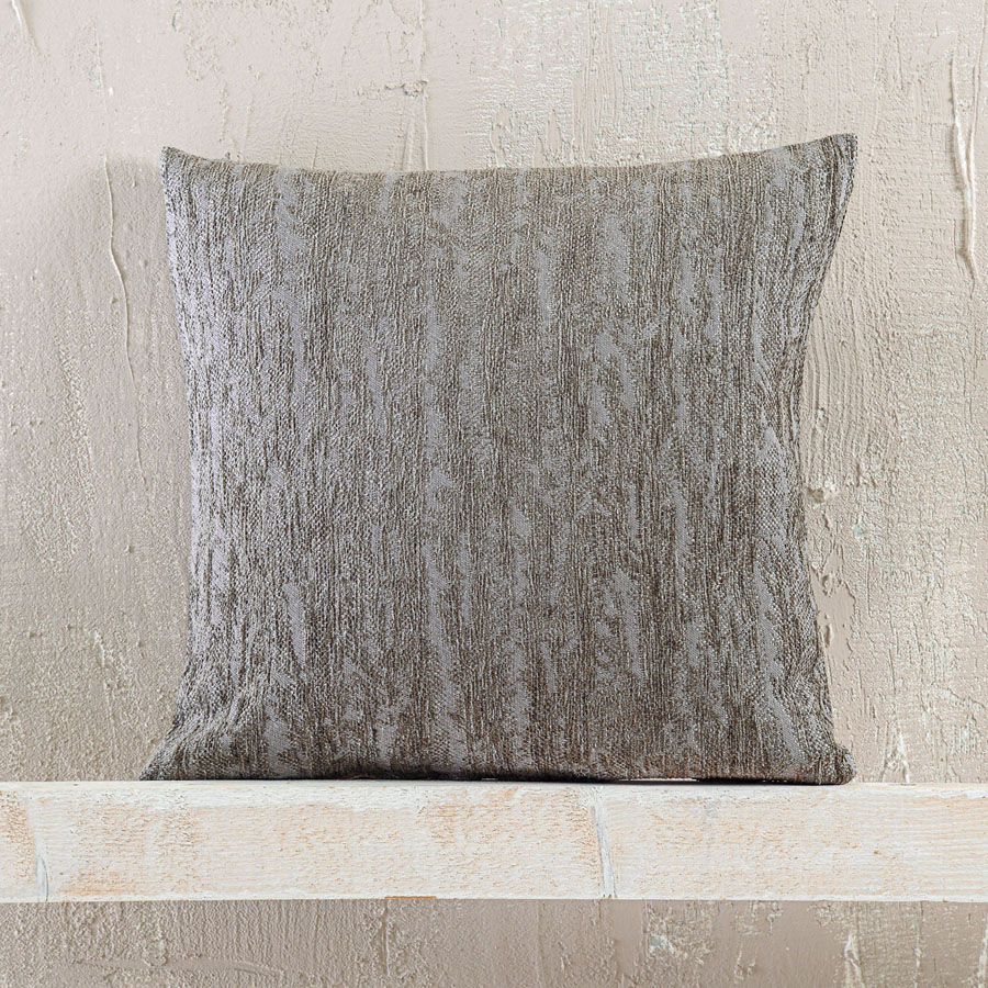 Μαξιλαροθήκη Διακοσμητική Φιγούρας (40x40) Σενίλ Μονόχρωμο Rythmos Apertius Γκρι - Καφέ