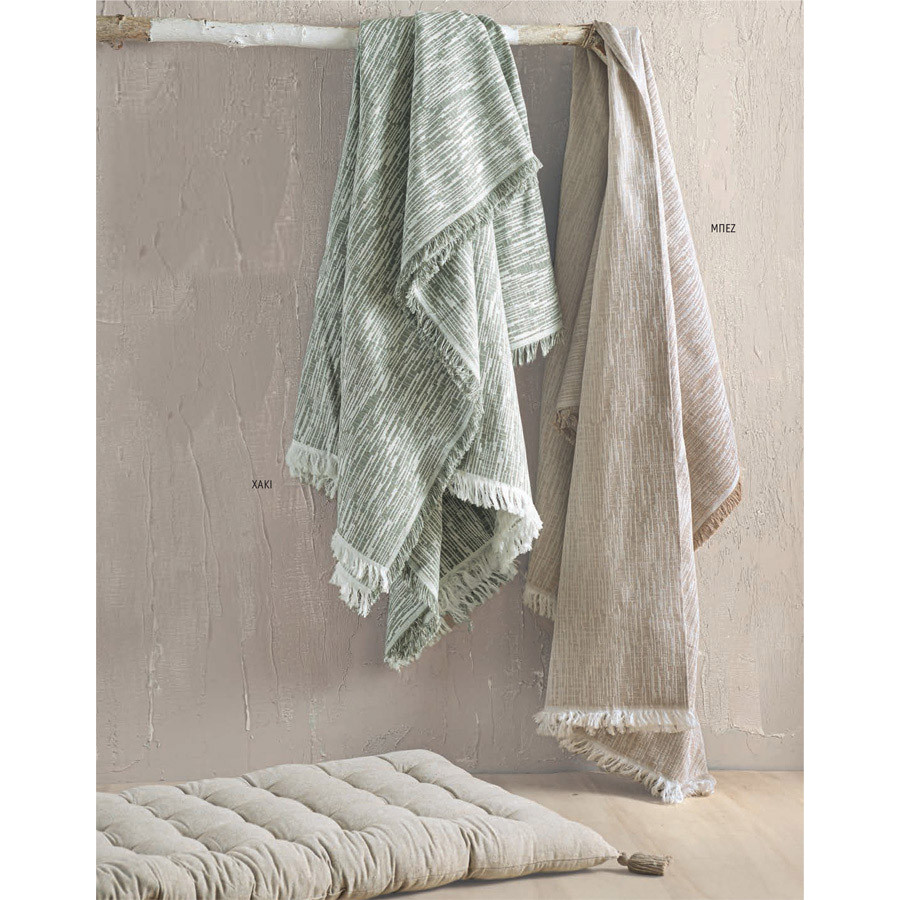 Ριχτάρι για Πολυθρόνα (160x180) Ζακάρ Βαμβακερό Rythmos Atticus Χακί