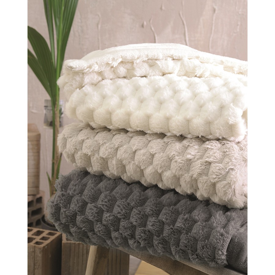 Κουβέρτα - Ριχτάρι Καναπέ (130x180) Γούνινο Με Fleece Επένδυση Rythmos Bella Γκρι