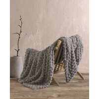 Κουβέρτα - Ριχτάρι Καναπέ (130x180) Γούνινο Με Fleece Επένδυση Rythmos Bella Γκρι
