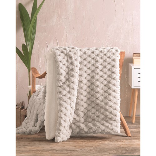 Κουβέρτα - Ριχτάρι Καναπέ (130x180) Γούνινο Με Fleece Επένδυση Rythmos Bella Μπεζ