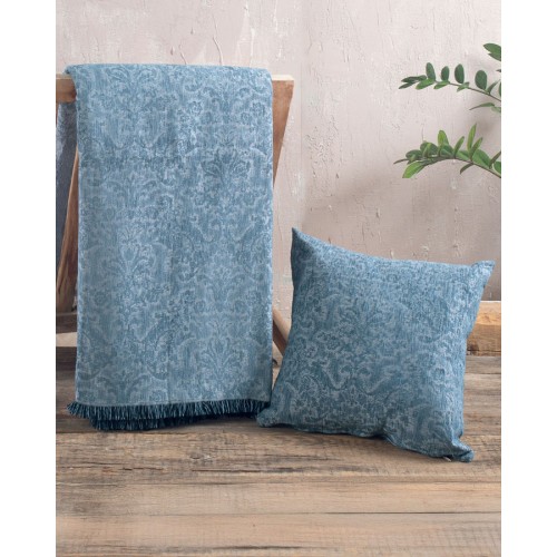 Ριχτάρι για Τετραθέσιο Καναπέ Rythmos (180x330) Σενίλ Ζακάρ Rythmos Bianco Μπλε