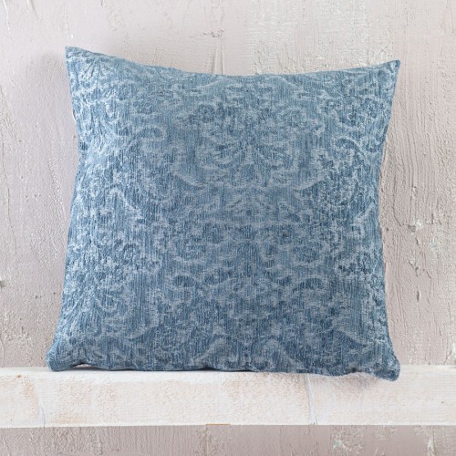 Μαξιλαροθήκη Διακοσμητική (40x40) Σενίλ Ζακάρ Rythmos Bianco Μπλε