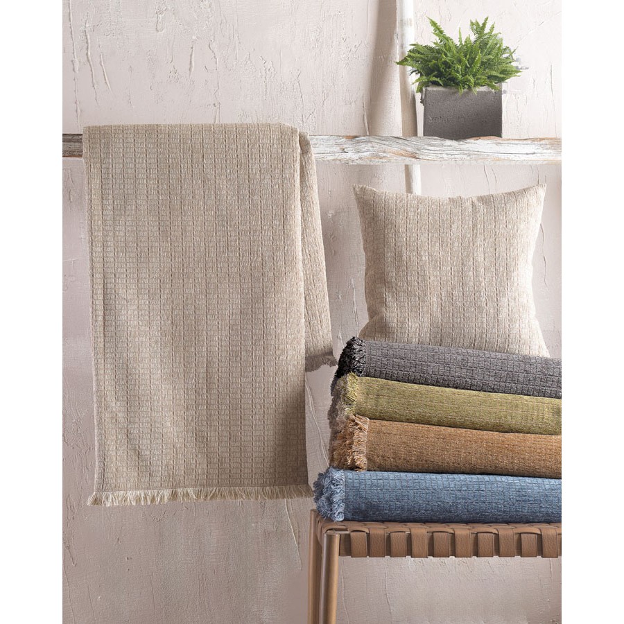 Ριχτάρι για Πολυθρόνα (160x180) Σενίλ Μονόχρωμο Rythmos Corvet Μπεζ