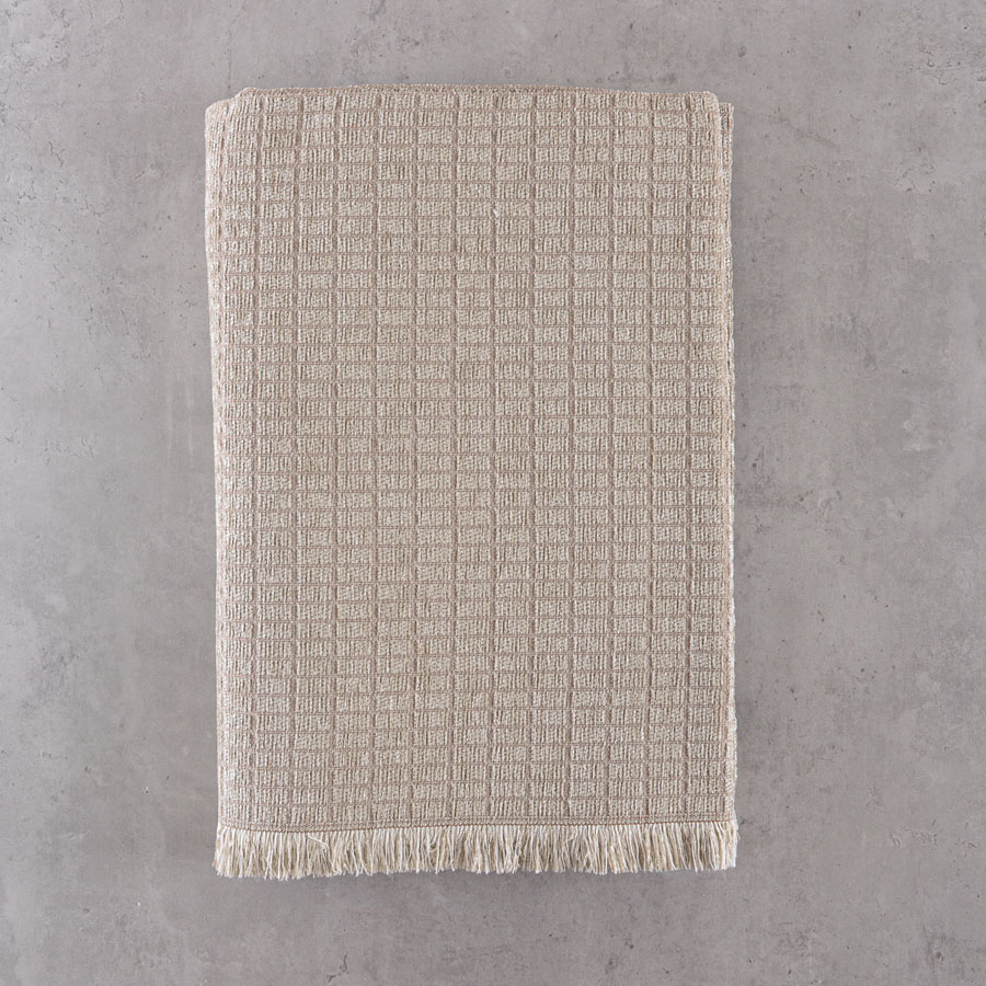 Ριχτάρι για Πολυθρόνα (160x180) Σενίλ Μονόχρωμο Rythmos Corvet Μπεζ