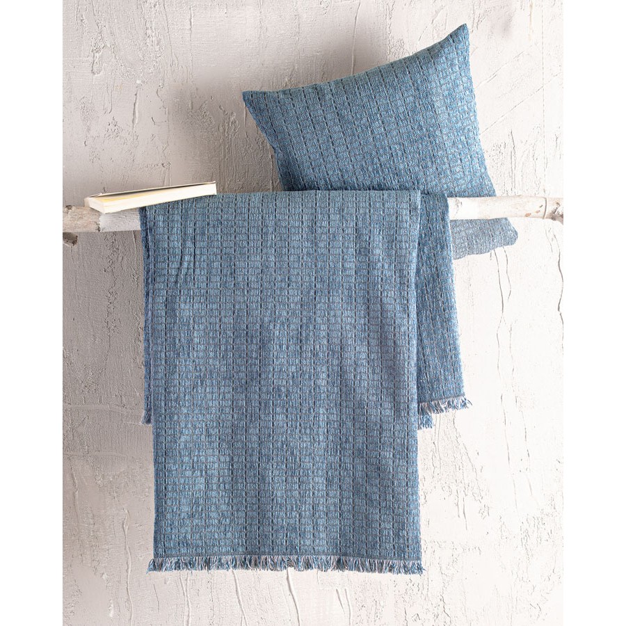 Ριχτάρι για Τετραθέσιο Καναπέ (180x330) Σενίλ Μονόχρωμο Rythmos Corvet Μπλε