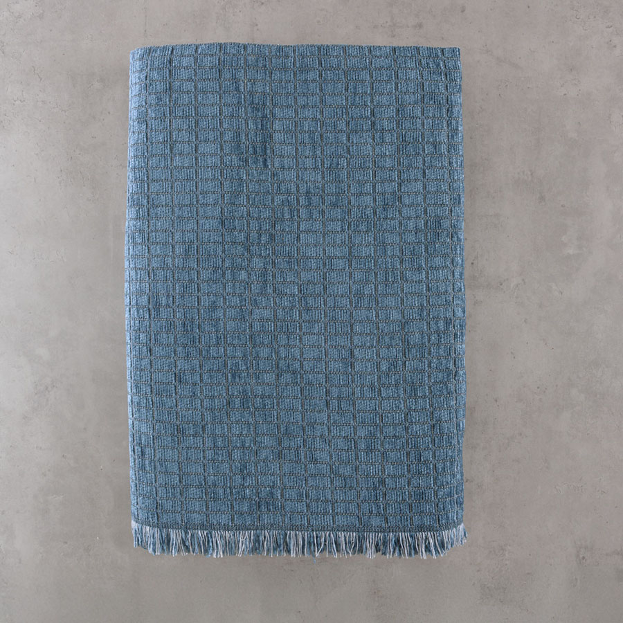 Ριχτάρι για Τετραθέσιο Καναπέ (180x330) Σενίλ Μονόχρωμο Rythmos Corvet Μπλε