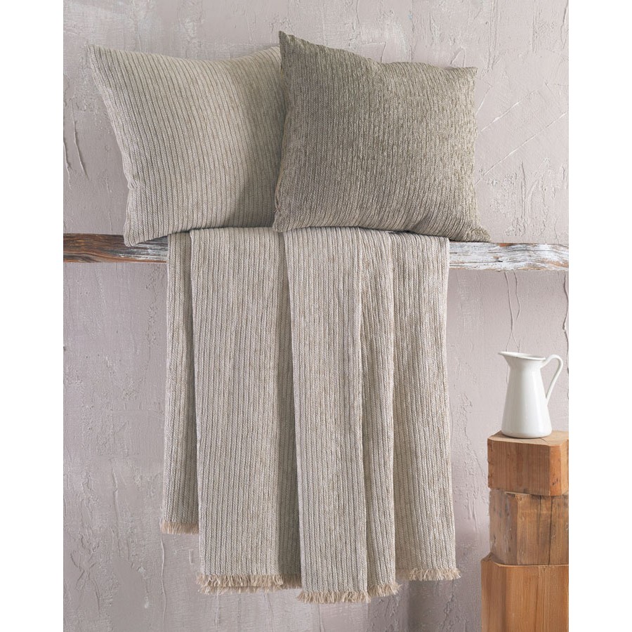 Ριχτάρι για Πολυθρόνα (160x180) Σενίλ Μονόχρωμο Rythmos Hansel Μπεζ Ανοικτό