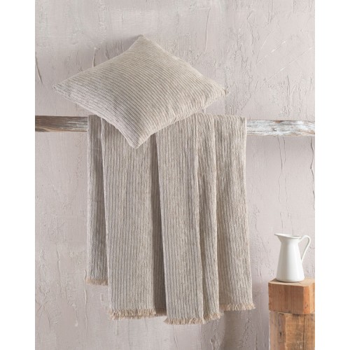 Ριχτάρι για Τετραθέσιο Καναπέ (180x330) Σενίλ Μονόχρωμο Rythmos Hansel Μπεζ Ανοικτό