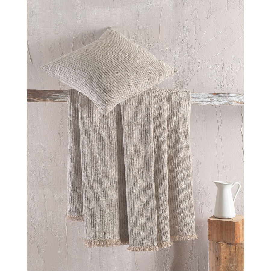 Ριχτάρι για Πολυθρόνα (160x180) Σενίλ Μονόχρωμο Rythmos Hansel Μπεζ Ανοικτό