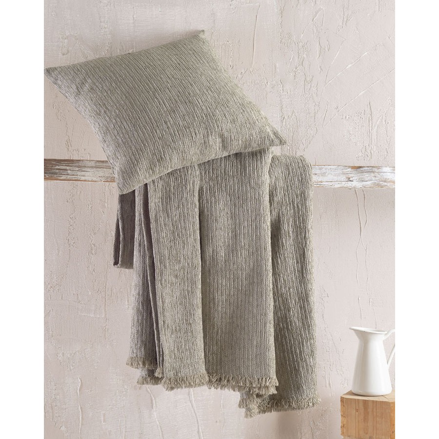 Ριχτάρι για Τετραθέσιο Καναπέ (180x330) Σενίλ Μονόχρωμο Rythmos Hansel Μπεζ Σκούρο