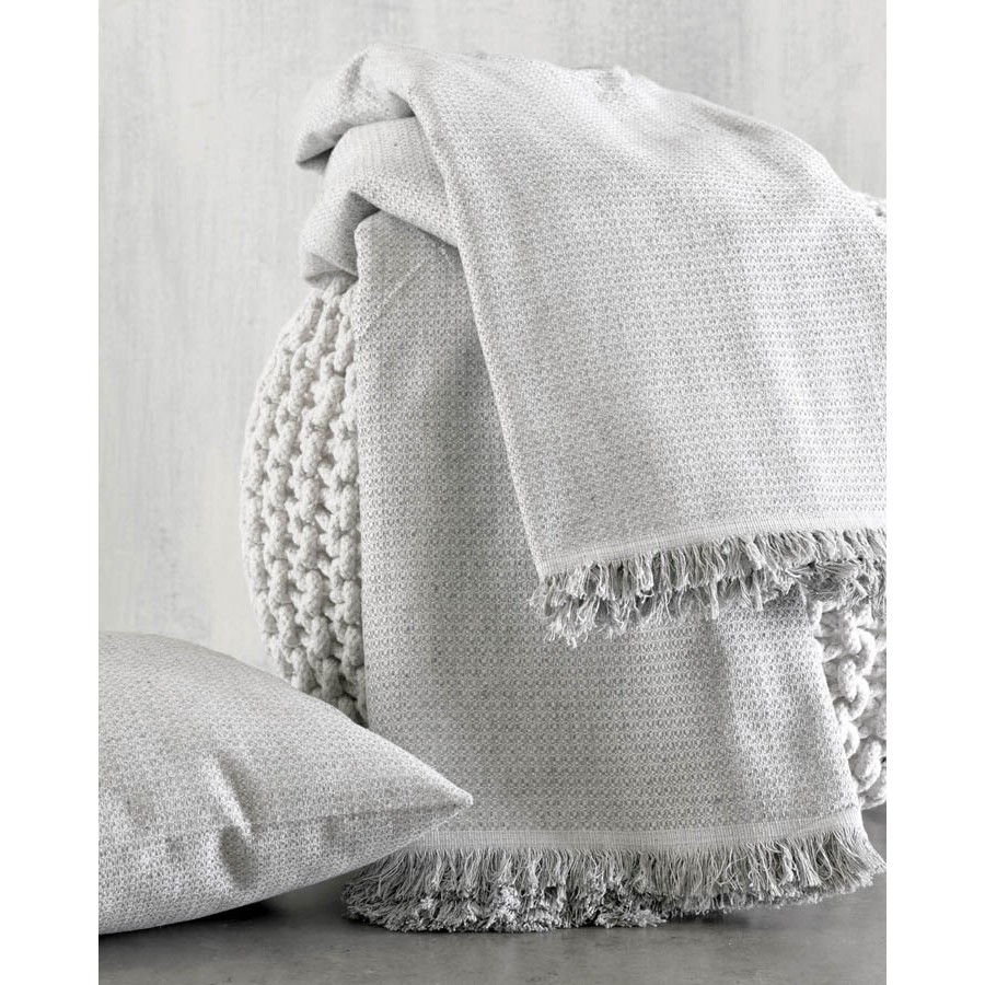 Ριχτάρι για Πολυθρόνα (160x180) Ζακάρ Διπλής όψης Rythmos Luna Ανοιχτό Γκρι